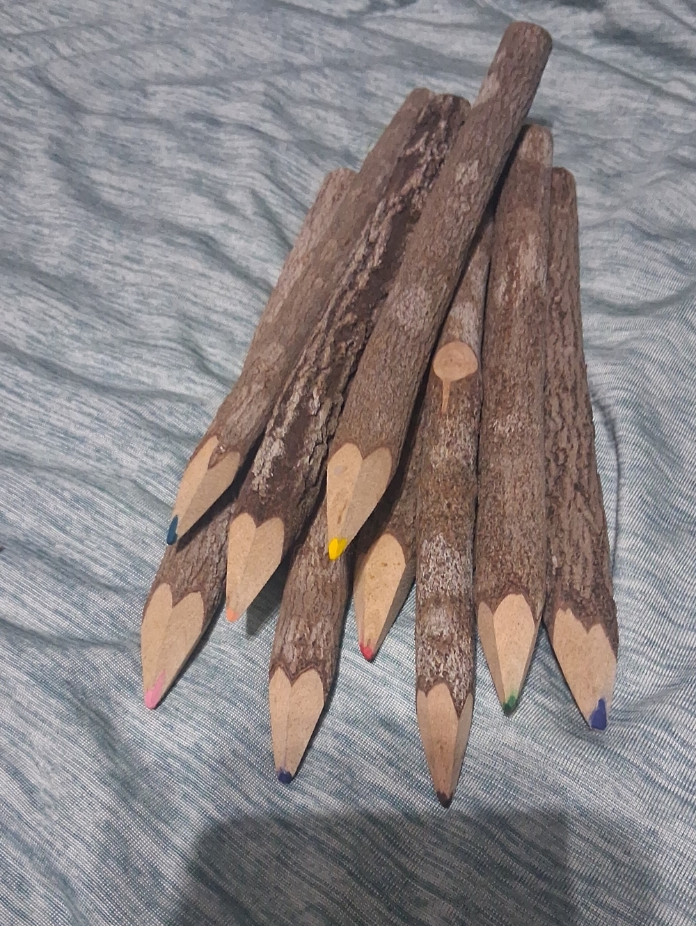 Rustic Natural Bark Pencil Set - Multicolor